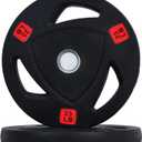 Olympic Cast Iron 2-Inch Weight Plate for Strength Training & Weightlifting, Rubber Coate Style, Multiple Weights