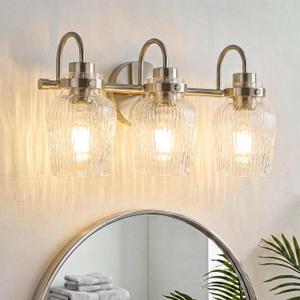 3-Light Bathroom Light Fixtures Brushed Nickel Vanity Lights