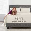 Extra Deep Pocket King Bed-Sheets  4-Piece Includes: 18-21 Inch Super Extra Deep Pocket Fitted Sheet  Real Oversize Flat Sheet  2 Zipper Closure Pillowcases  King Size  Ivory (Off White)