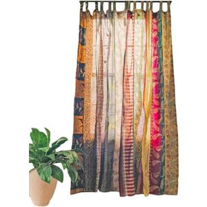 Rajbhoomi Assorted Sari Colorful Curtains Light-Filtering Boho Curtains, Bed Canopy Panel, Tapestry or Window Treatment Multi Color (84 X 43 Inches)