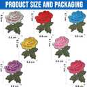 7 PCS Rose Flower Embroidered Applique Iron On Sew On Patches for Valentine's Day Decoration