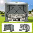 COBIZI Pop Up Gazebo Screen Tent Screen House for Camping, 8FTx8FT Screen Room with Sidewalls and Mosquito Netting, Hub Tent Instant Screened Canopy with Carrying Bag and Ground Stakes, Gray (8x8ft Square with 3 sidewalls)