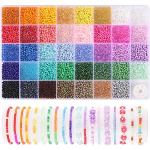 Funtopia 3mm Seed Beads, 39 Colors Glass Seed Beads for Jewelry Making, 9600pcs 5 Types Small Beads for Bracelets, Friendship Bracelet Beads for Girls Adults (4.3mm Multicolor)