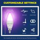 Lightinginside E12 Smart Light Bulbs 60W Equiv., Work with Alexa/Google Home/SmartLife, 500LM 6W RGBCW Candle Candelabra LED Light Bulbs, No Hub Required, 2.4G WiFi Bluetooth Bulb, ETL Listed, 4PCS