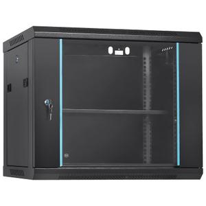 VEVOR 9U Wall Mount Network Server Cabinet, 15.5'' Deep, Server Rack Cabinet Enclosure, 200 lbs Max. Ground-Mounted Load Capacity, with Locking Glass Door Side Panels, for IT Equipment, A/V Devices