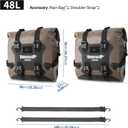 Rhinowalk Motorcycle Saddle Bag Waterproof Side Bag 24-42L, PVC Roll-Top Side Luggage with Magnetic Closure, Lightweight Rear Rack Pannier Bag with Reflective Logo (Brown, 1pair), 48L