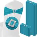 100 Pcs Spandex Chair Sashes with Square Buckle Slider Stretch Chair Cover Band Universal Elastic Ties Straps Bows for Wedding Banquet Event Party Decoration (Lake Blue)