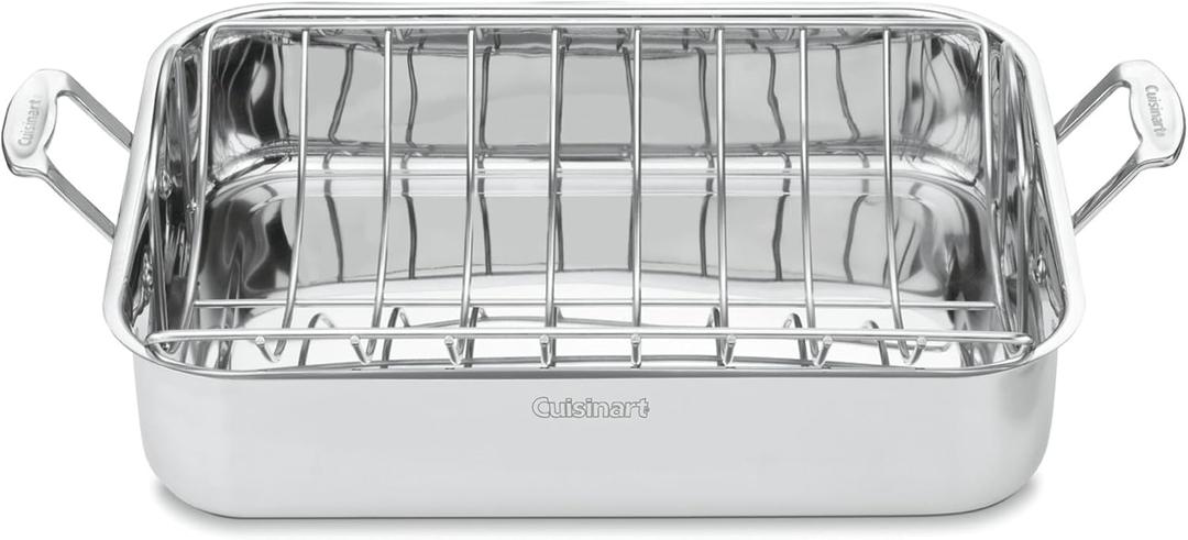 Cuisinart 16-Inch Roaster, Chef's Classic Rectangular Roaster with Rack, Stainless Steel, 7117-16URP1