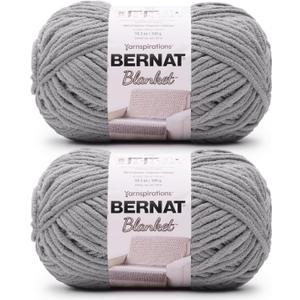 Bernat Blanket Super Bulky Acrylic Yarn - 2 Pack of 300g/10.5oz #6 Chunky Chenille Heavy Weight Yarn for Knitting and Crocheting, Amigurumi, Thick Blankets (Vapor Gray, 220 Yards 2-Pack)