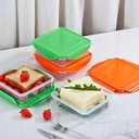 4 Pack of Sandwich Containers - Reusable, BPA Free Plastic, Snap & Lock Shut Lids and Silicone Seal. Great for Fruit, Salad, Lunch Box Snacks and Food Storage