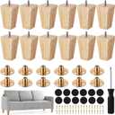 Kigley Set of 12 Wood Furniture Legs 4 Inch Sofa Leg Solid Square Couch Feet Mid-Century Bed Legs Replacement for Sofa Armchair Recliner Coffee Table Dresser (Burlywood)(Burlywood)
