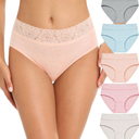 RHYFF Womens Underwear Cotton Bikini Panties Lace Soft Hipster Panty Ladies Stretch Full Briefs 5 Pack (S)