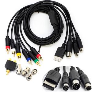 whiteeeen 4 in 1 RGB Sync Video Audio RCA Cable for Sega Mega Drive MD1 MD2 Genesis Saturn DC Dreamcast SS RGBS Cord 6FT
