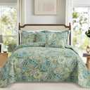 TWINRUN California King Quilt Sets,3 Pieces Oversized Cotton King Size Quilt Bedding Set (108 X 118 Inches), Vintage Sage Green California King Bedspread, Lightweight Cotton Coverlets for All Seasons