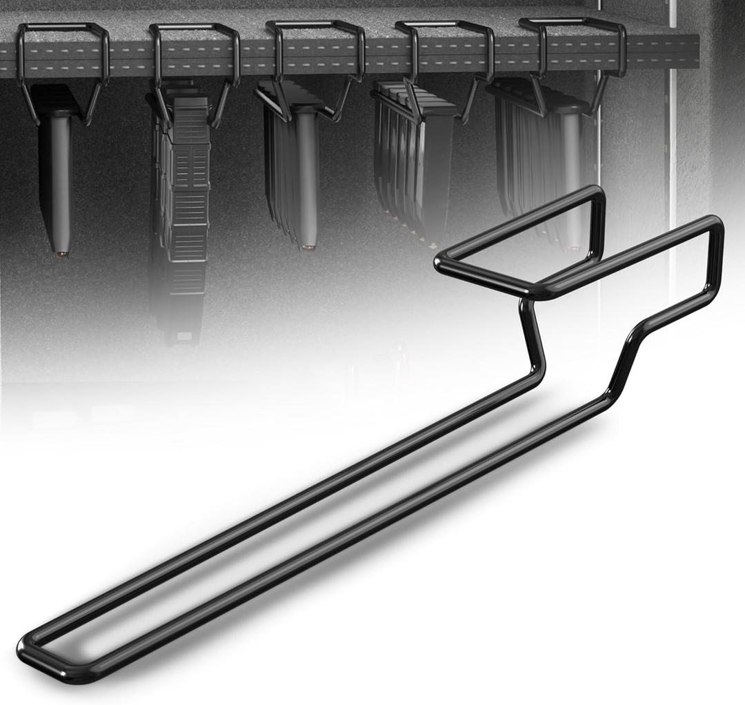 Pistol Magazine Rack - Heavy Duty Steel Double Stack Magazine Holder, Vinyl Coaintg Gun Shelf Magazine Holder fits Magazine with Base, Gun Safe Magazine Holder