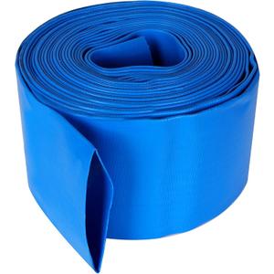 Flat 5" wide and fits 3" diameter water pipes, 34.5 feet (10.5 m) long, Heavy Duty PVC Discharge Hose Reinforced Pool Backwash Hose, Weather Resistant Flat Drainage Hose for Water Transferring (Blue)