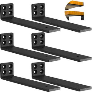 Heavy Duty Wall Shelf Brackets Floating Shelves Hidden L Shelf Bracket 12 Inch Long (6 Pack)
