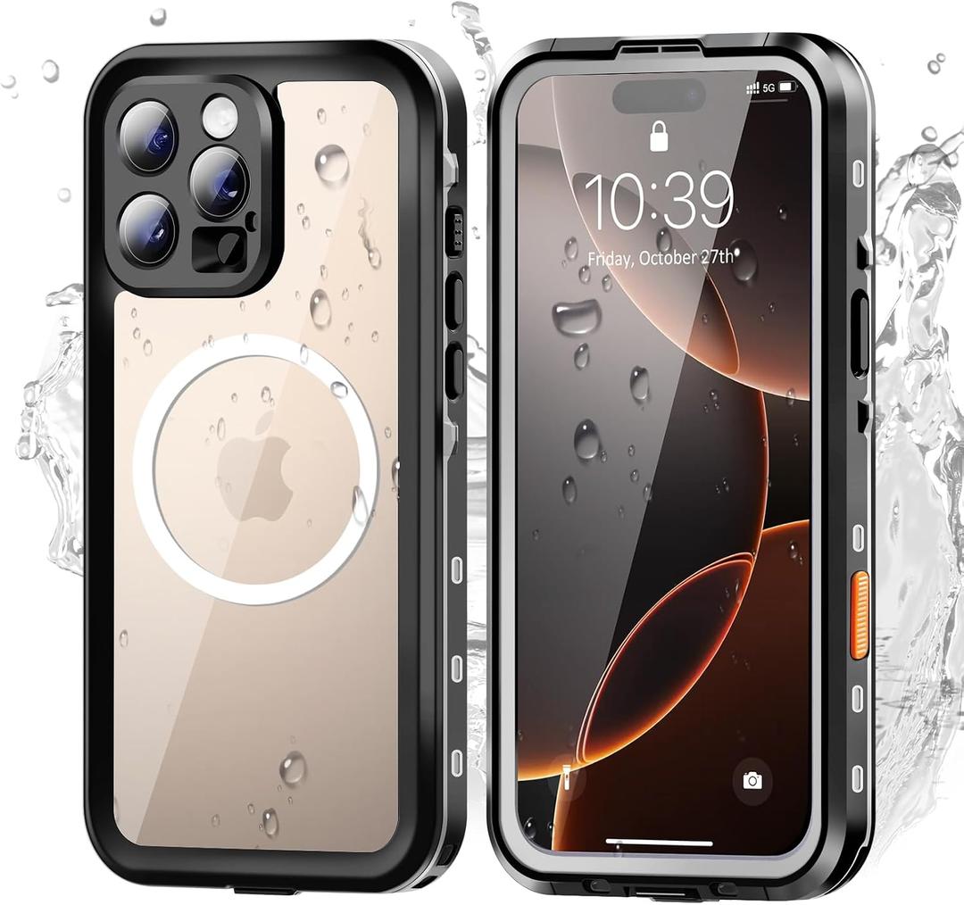 Hertekdo for iPhone 16 Pro Case, IP68 Waterproof Case for iPhone 16 Pro, Full Body Protection Compatible with iPhone 16 Pro Case MagSafe, Lens and Drop Protection, Impact Resistant TPU+PC