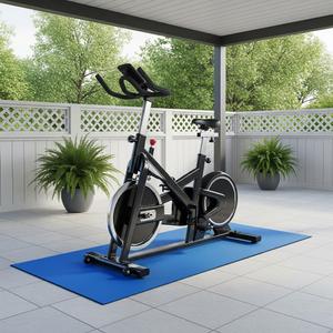 Rubber-Cal TFS-121 Exercise Bike Mats - 5mm x 4ft x 4ft - Blue