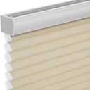 Changshade Cordless Cellular Shades, Light Filtering Honeycomb Shades for Windows, Pull Down Pleated Blinds, Easy to Install for Indoor Windows and French Doors, 36" W x 72" H, Beige (Light Filtering-beige)