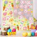 4 Sheets Easter Window Clings Colorful Egg Carrot Window Decals Holiday Windows Decoration Easter Rabbit Footprints Electrostatic Windows Stickers for Home School Shop Glass Display Party Supplies (907)