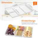 Lifewit Serving Tray Divided for Party Supplies, 4 PCS 15" x 10" Plastic Platters for Serving Food, White Reusable Tray for Veggie, Snack, Fruit, Cookies, Desserts in Kitchen/Pantry