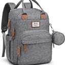 RUVALINO Diaper Bag Backpack-Multifunction Travel Baby Diaper Bag with Changing Pad, Insulated Bottle Holders & Pacifier Case, Large Capacity, Waterproof, Gray