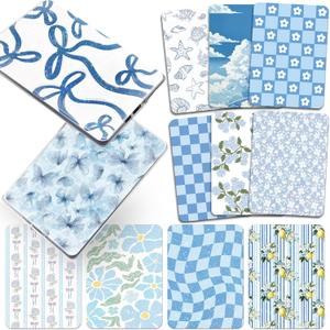 Insert Cardstock for Clear Case - 12 PCs Blue Back Skin Decal Compatible with Kindle Paperwhite 11th 12th Generation 6.8" Floral Card Accessories for E-Reader Book Lover Reader Gifts