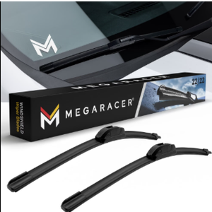 Mega Racer (2 Pack) 16"+ 16" Windshield Wipers J Hook All-Season Beam Windshield Wiper Blades