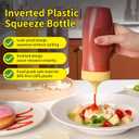 Inverted Condiment Squeeze Bottles, 13.5 oz Empty Sauce Containers, Leak-Proof Reusable Squirt Bottle with Scale for Mustard for Ketchup Mustard Syrup Sauces Dressing Oil, BPA FREE Plastic - 2 PACK