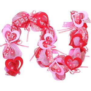 Waipfaru 6 FT Valentines Day Garland with Lights, Valentines Day Decorations, Lighted Valentine's Day Garland for Mantle Pink and Red Artificial Garlands Fireplace Home Table Centerpiece Indoor Decor