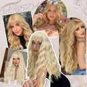 BARSDAR Long Wavy Blonde Wig With Bangs - 26 Inch Long Wavy Beige Blonde Wig with Bangs for Women - Thick Soft Synthetic Hair Replacement Wigs Natural Looking Daily Cosplay Party Halloween