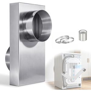 OEM 84049 Periscope Dryer Vent Connector Kit, Upgraded 304 Stainless Steel, Adjustable 0-5 Telescoping Dryer Vent Duct, Fits Tight Spaces with Slim Flat Design, 4in Dryer Vent Duct Hose Pipe Adapter