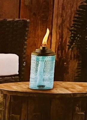TIKI Carnival Glass Tabletop Torches, Decorative Outdoor Tabletop TIKI Torches for Patio, Backyard & Garden – Portable Glass Flame Torches for Outdoor Lighting, Green