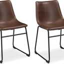 Signature Design by Ashley Mid Century Centiar 18.75" Dining Bucket Chair, 2 Count, Black and Brown, Pack of 2, Black