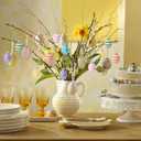 12 Pcs Glass Easter Hanging Eggs- 1.8 Inch Easter Eggs Hanging Ornaments- Dots Stripes Easter Decorations Eggs Tree Ornaments for Party Birthday Home Garden Decoration