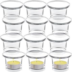 Tealight Candle Holder Set of 12, Glass Votive Candle Holders, Clear Tea Light Holders Bulk for Wedding Holiday Birthday Party Dinner & Home Decor