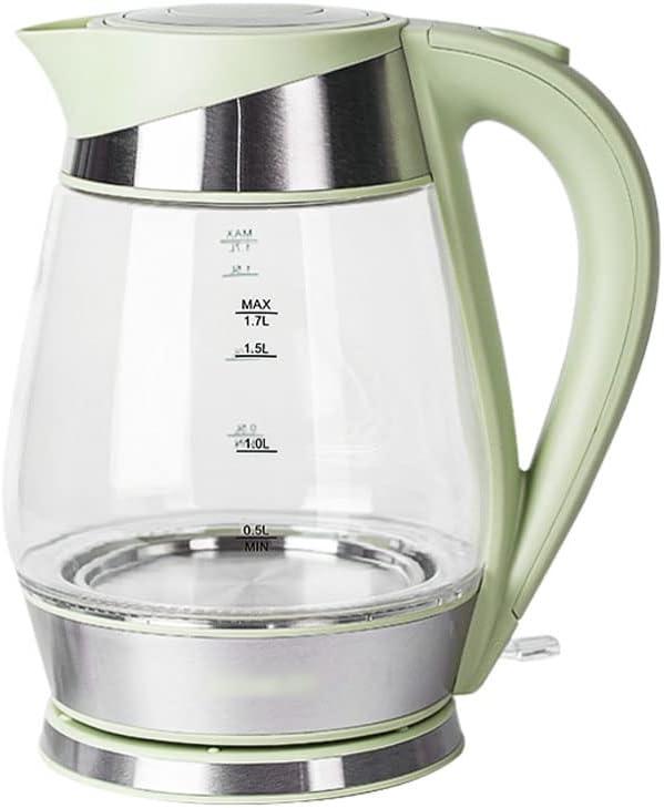 Electric Water Kettle Cordless Electric Kettles Glass Tea Heater & Hot Water Boiler 1.7L Blue Led Illumination Electric Water Kettle With Led Light Electric Tea Kettle (Green)
