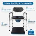 Eosprim Bedside Commode Extra Wide Seat, Heavy Duty Toilet Seat Riser, 3 in 1 Width and Height Adjustable Commode Chair, Portable Toilet for Adults, Shower Potty Chair for Elderly Disabled Seniors