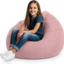 Stuffed Animal Bean Bag Storage Chair Cover for Kids Teens Adults (No Filler) Soft Washable Premium Corduroy Organizing Plush Toys Comfortable Organizer Keep Clutter with Premium Zipper Medium (Pink)