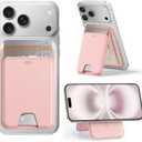 ESR Upgraded Aura for MagSafe Wallet, 5 Card Holder with Adjustable Stand, Magnetic Wallet for iPhone 17e/17/16/15/14/13/12 Series, Not for iPhone 13/12 Mini, Vegan Leather, Pink