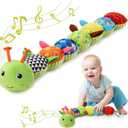 Awotoy Baby Toys 0 to 12 Months, Musical Stuffed Animal Activity Soft Toys with Multi-Sensory Crinkle, Rattle and Textures, Infant Tummy Time Toys for Newborn Boys Girls, Caterpillar, Green