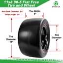 (2-Pack) 11x6.00-5 Flat Free Zero Turn Mower Tires & Wheels, 11x6.00-5 Solid Lawn Mower Tires with Adjustable 5.9"-8.1" Centered Hub, 3/4", 5/8", 1/2" Bearings for Cub Cadet & Toro ZTR, 2PCS