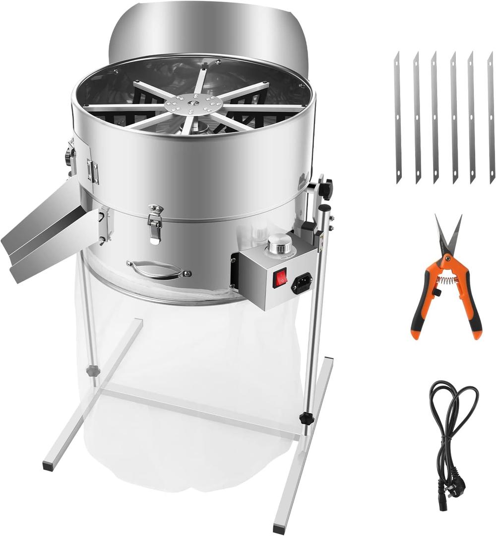 18” 110V Electric Double-Ring Leaf Bowl Trimme for Plant Buds, Fruits and Flowers,Hydroponic Trimmers,Leaves Buds Trimming Machine with 6 Extra Blades