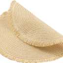 FunWheat Paper Round Braided Placemats Set of 4 for Dining Tables 15 Inch Heat Resistant Table Mats Farmhouse Woven Fabric Natural Place mats for Decoration with Tassel(Beige,4pcs)