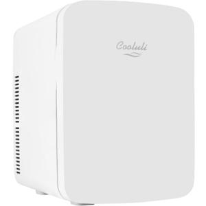 Cooluli 15L Mini Fridge for Bedroom, Car, Office Desk & College Dorm - 12V Portable Cooler & Warmer for Food, Drinks, Skincare - AC/DC Small Refrigerator with Glass Front, White, 15 Liter