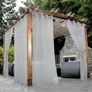 BONZER Waterproof Sheer Outdoor Curtains for Patio - 2 Panels Grommet Indoor Voile Curtains for Living Room, Bedroom, Porch, Pergola, Cabana,54 x 84 inch, Cloud Grey