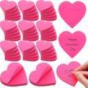 Jetec 48 Pcs Valentine's Day Heart Sticky Notepads 3 x 3 Inch Bright Color Self Sticky Notes Cute Memo Pads for Men Women Wedding Birthday Party, 100 Sheets/pad (Pink)