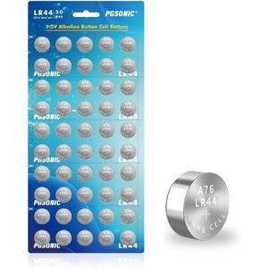 PGSONIC 50 Pack LR44 Batteries, 1.5 Volt Alkaline Button Cell Batteries with Long Lasting Power