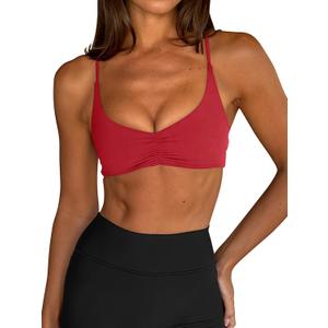 LASLULU Womens Sports Bra Sexy Spaghetti Strap Backless Bra Workout Gym Yoga Bras Tops Padded Sport Bras, XL